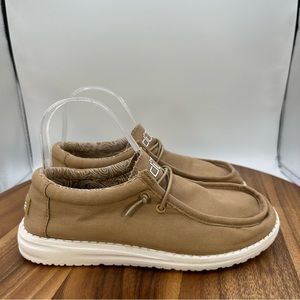 Hey Dude Mens/Womens Tan Canvas Lightweight Slip-On Shoes